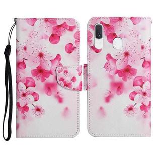 For Samsung Galaxy A40 Painted Pattern Horizontal Flip Leather Case with Holder & Card Slot & Wallet(Red Flower)