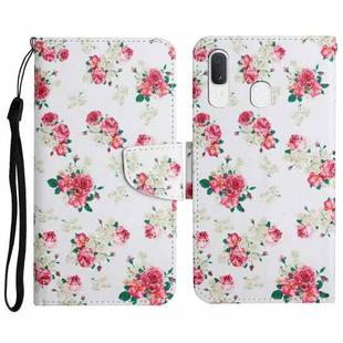 For Samsung Galaxy A40 Painted Pattern Horizontal Flip Leather Case with Holder & Card Slot & Wallet(Red Peony Flower)