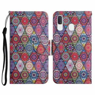 For Samsung Galaxy A40 Painted Pattern Horizontal Flip Leather Case with Holder & Card Slot & Wallet(Rhombus Kaleidoscope)