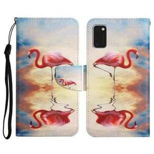 For Samsung Galaxy A41 Painted Pattern Horizontal Flip Leather Case with Holder & Card Slot & Wallet(Flamingo)