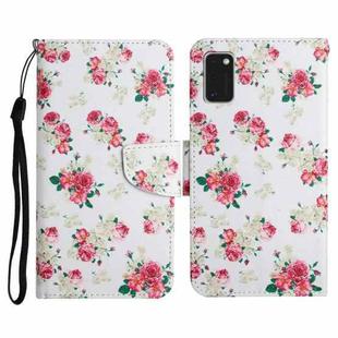 For Samsung Galaxy A41 Painted Pattern Horizontal Flip Leather Case with Holder & Card Slot & Wallet(Red Peony Flower)