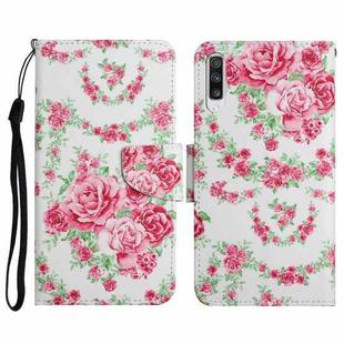 For Samsung Galaxy A50 Painted Pattern Horizontal Flip Leather Case with Holder & Card Slot & Wallet(Rose Flower)