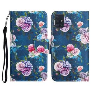 For Samsung Galaxy A51 Painted Pattern Horizontal Flip Leather Case with Holder & Card Slot & Wallet(Fluorescent Rose)