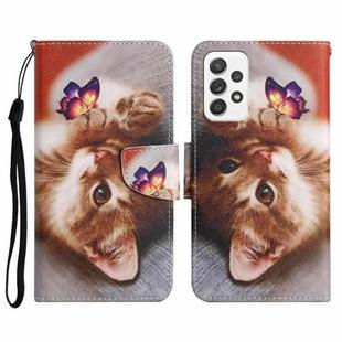 For Samsung Galaxy A52 5G / 4G Painted Pattern Horizontal Flip Leather Case with Holder & Card Slot & Wallet(Butterfly Cat)