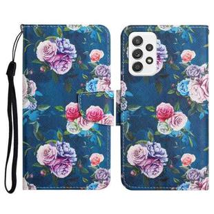 For Samsung Galaxy A52 5G / 4G Painted Pattern Horizontal Flip Leather Case with Holder & Card Slot & Wallet(Fluorescent Rose)