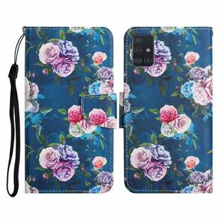 For Samsung Galaxy A71 Painted Pattern Horizontal Flip Leather Case with Holder & Card Slot & Wallet(Fluorescent Rose)