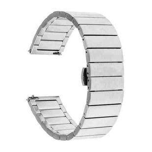 18mm For Samsung Smart Watch One-bead Steel Butterfly Buckle Watch Band(Silver)