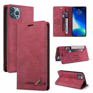 For iPhone 13 Pro Skin Feel Anti-theft Brush Horizontal Flip Leather Case with Holder & Card Slots & Wallet (Wine Red)