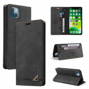 For iPhone 13 mini Skin Feel Anti-theft Brush Horizontal Flip Leather Case with Holder & Card Slots & Wallet (Black)