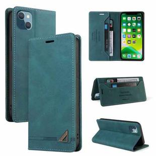 For iPhone 13 mini Skin Feel Anti-theft Brush Horizontal Flip Leather Case with Holder & Card Slots & Wallet (Blue)