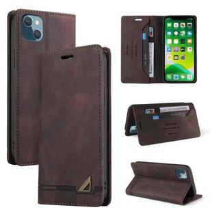 For iPhone 13 mini Skin Feel Anti-theft Brush Horizontal Flip Leather Case with Holder & Card Slots & Wallet (Brown)