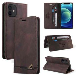 For iPhone 12 mini Skin Feel Anti-theft Brush Horizontal Flip Leather Case with Holder & Card Slots & Wallet (Brown)