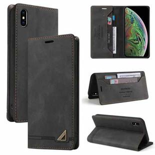 For iPhone XS Max Skin Feel Anti-theft Brush Horizontal Flip Leather Case with Holder & Card Slots & Wallet(Black)