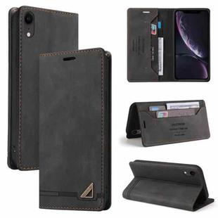 For iPhone XR Skin Feel Anti-theft Brush Horizontal Flip Leather Case with Holder & Card Slots & Wallet(Black)