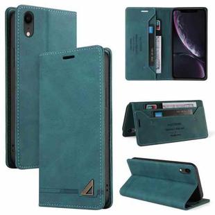 For iPhone XR Skin Feel Anti-theft Brush Horizontal Flip Leather Case with Holder & Card Slots & Wallet(Blue)