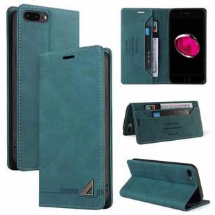 Skin Feel Anti-theft Brush Horizontal Flip Leather Case with Holder & Card Slots & Wallet For iPhone 8 Plus & 7 Plus(Blue)
