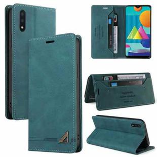 For Samsung Galaxy A02 Skin Feel Anti-theft Brush Horizontal Flip Leather Case with Holder & Card Slots & Wallet(Blue)