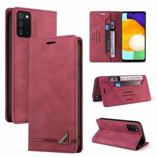For Samsung Galaxy A03s 164mm Skin Feel Anti-theft Brush Horizontal Flip Leather Case with Holder & Card Slots & Wallet(Wine Red)