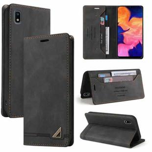 For Samsung Galaxy A10 Skin Feel Anti-theft Brush Horizontal Flip Leather Case with Holder & Card Slots & Wallet(Black)