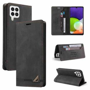 For Samsung Galaxy A22 4G Skin Feel Anti-theft Brush Horizontal Flip Leather Case with Holder & Card Slots & Wallet(Black)
