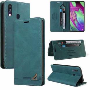 For Samsung Galaxy A40 Skin Feel Anti-theft Brush Horizontal Flip Leather Case with Holder & Card Slots & Wallet(Blue)