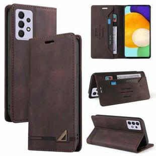 For Samsung Galaxy A52 5G / 4G Skin Feel Anti-theft Brush Horizontal Flip Leather Case with Holder & Card Slots & Wallet(Brown)