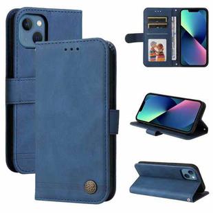 For iPhone 13 mini Skin Feel Life Tree Metal Button Horizontal Flip Leather Case with Holder & Card Slot & Wallet & Photo Frame & Strap (Blue)