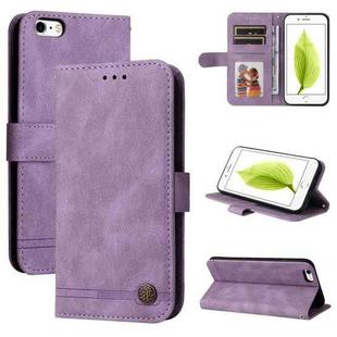 Skin Feel Life Tree Metal Button Horizontal Flip Leather Case with Holder & Card Slot & Wallet & Photo Frame & Strap For iPhone 6 / 6s(Purple)