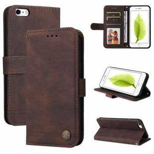 Skin Feel Life Tree Metal Button Horizontal Flip Leather Case with Holder & Card Slot & Wallet & Photo Frame & Strap For iPhone 6 / 6s(Brown)