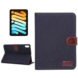 For iPad mini 6 Denim Texture PC Horizontal Flip Leather Protective Tablet Case, with Holder & Card Slots & Wallet & Photo Frame & Sleep / Wake-up Function(Black)