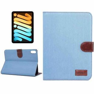 For iPad mini 6 Denim Texture PC Horizontal Flip Leather Protective Tablet Case, with Holder & Card Slots & Wallet & Photo Frame & Sleep / Wake-up Function(Light Blue)