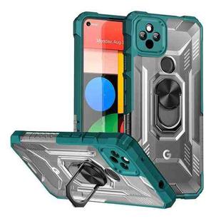 For Google Pixel 5a 5G PC + TPU Shockproof Protective Case with Metal Ring Holder(Green)