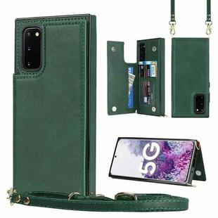 For Samsung Galaxy Note20 Cross-body Square Double Buckle Flip Card Bag TPU+PU Case with Card Slots & Wallet & Photo & Strap(Green)
