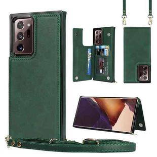 For Samsung Galaxy Note20 Ultra Cross-body Square Double Buckle Flip Card Bag TPU+PU Case with Card Slots & Wallet & Photo & Strap(Green)