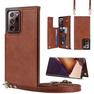 For Samsung Galaxy Note20 Ultra Cross-body Square Double Buckle Flip Card Bag TPU+PU Case with Card Slots & Wallet & Photo & Strap(Brown)