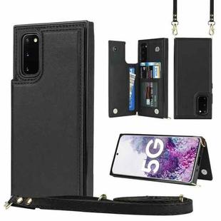 For Samsung Galaxy S20 FE Cross-body Square Double Buckle Flip Card Bag TPU+PU Case with Card Slots & Wallet & Photo & Strap(Black)
