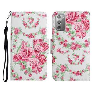 For Samsung Galaxy Note20 Painted Pattern Horizontal Flip Leather Case with Holder & Card Slot & Wallet(Rose Flower)