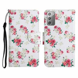For Samsung Galaxy Note20 Painted Pattern Horizontal Flip Leather Case with Holder & Card Slot & Wallet(Red Peony Flower)