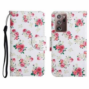 For Samsung Galaxy Note20 Ultra Painted Pattern Horizontal Flip Leather Case with Holder & Card Slot & Wallet(Red Peony Flower)