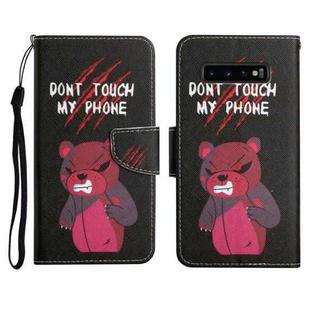 For Samsung Galaxy S10 Painted Pattern Horizontal Flip Leather Case with Holder & Card Slot & Wallet(Red Bear)