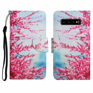 For Samsung Galaxy S10 Painted Pattern Horizontal Flip Leather Case with Holder & Card Slot & Wallet(Red Cherry Blossoms)