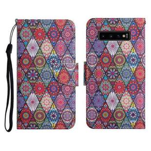 For Samsung Galaxy S10 Painted Pattern Horizontal Flip Leather Case with Holder & Card Slot & Wallet(Rhombus Kaleidoscope)