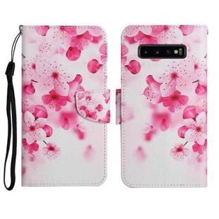 For Samsung Galaxy S10+ Painted Pattern Horizontal Flip Leather Case with Holder & Card Slot & Wallet(Red Flower)