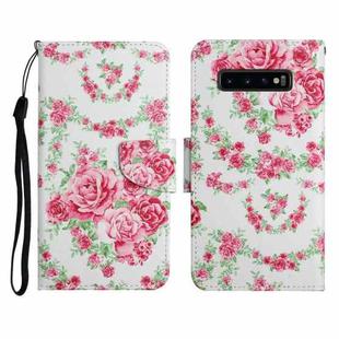 For Samsung Galaxy S10+ Painted Pattern Horizontal Flip Leather Case with Holder & Card Slot & Wallet(Rose Flower)