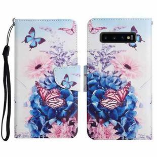 For Samsung Galaxy S10+ Painted Pattern Horizontal Flip Leather Case with Holder & Card Slot & Wallet(Purple Butterfly)