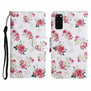 For Samsung Galaxy S20 Painted Pattern Horizontal Flip Leather Case with Holder & Card Slot & Wallet(Red Peony Flower)