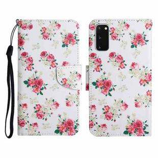 For Samsung Galaxy S20 FE Painted Pattern Horizontal Flip Leather Case with Holder & Card Slot & Wallet(Red Peony Flower)
