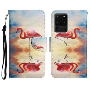For Samsung Galaxy S20 Ultra Painted Pattern Horizontal Flip Leather Case with Holder & Card Slot & Wallet(Flamingo)