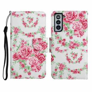 For Samsung Galaxy S21 5G Painted Pattern Horizontal Flip Leather Case with Holder & Card Slot & Wallet(Rose Flower)