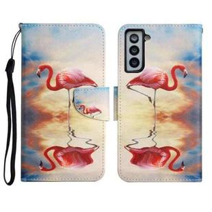 For Samsung Galaxy S21 5G Painted Pattern Horizontal Flip Leather Case with Holder & Card Slot & Wallet(Flamingo)
